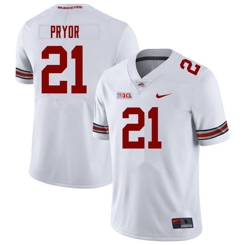 Men #21 Evan Pryor Ohio State Buckeyes College Football Jerseys Sale-White